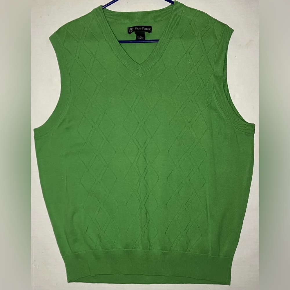 PRO TOUR GOLF V-NECK SWEATER VEST LARGE EUC